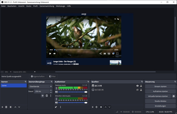 ARD-Film via OBS Studio aufzeichnen