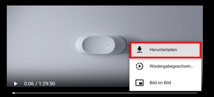 Herunterladen-Button auf Vavideo
