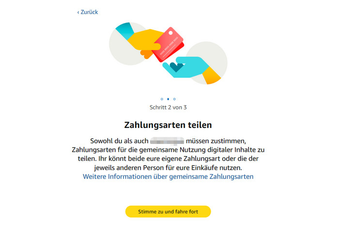 Zahlungsarten teilen zustimmen